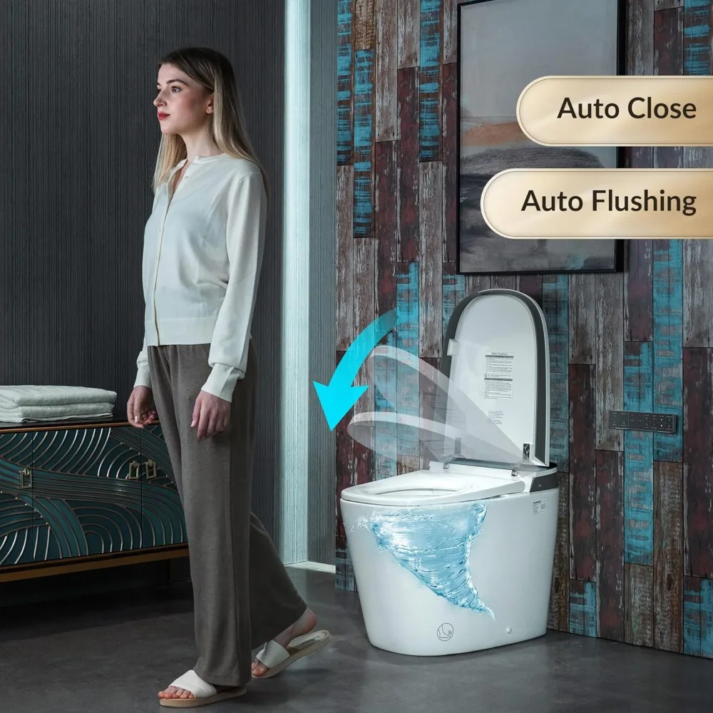 Smart Bidet Toilet,1.28 GPF Dual Flush, Auto Open & Close, Auto Flush, Foot Sensor, 1000 Gram MaP Flushing Score, Heated Seat 4