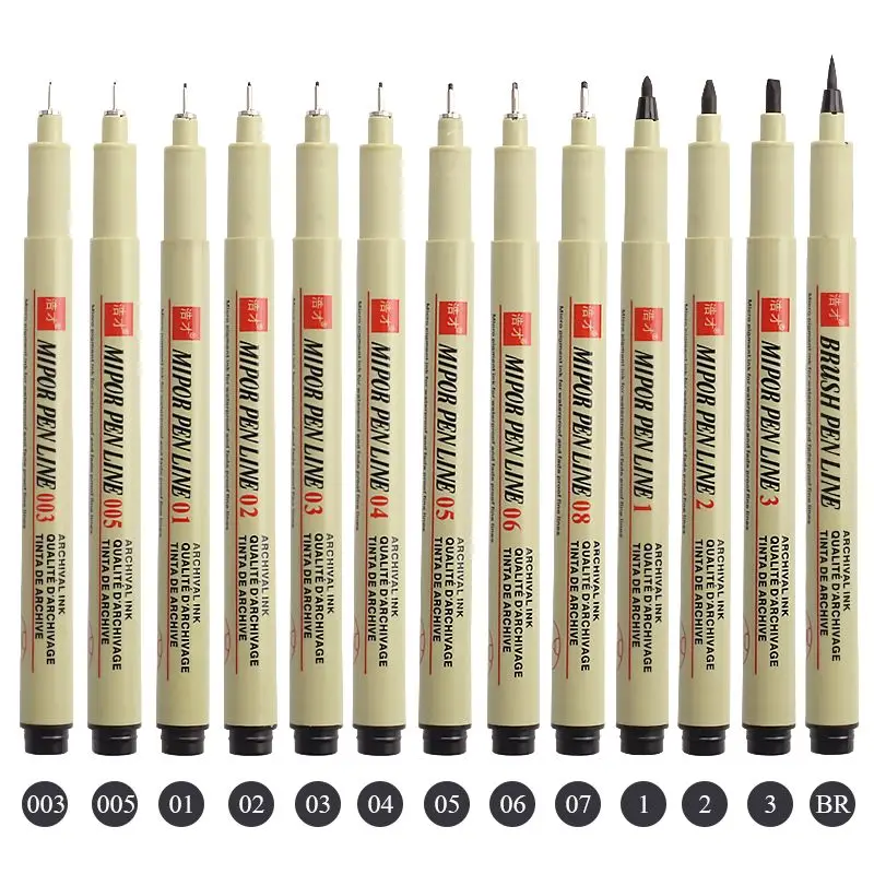 Pen Marker 1 Pcs Pigment Liner Pigma Neelde Pen Micron 005 01 02 03 04 05 08 Brush Different Tip Black Fineliner Sketching