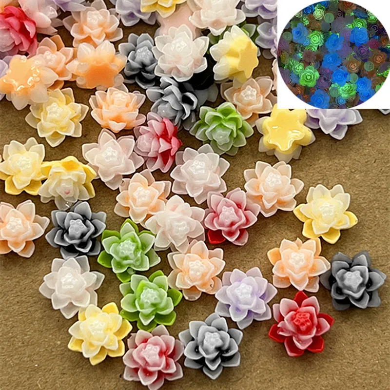 50 Pieces Of 12mm MultiColor Resin Flowers Luminous Flowers Decorative