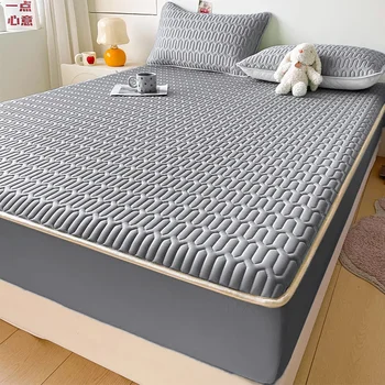 Summer Fitted Sheet, Ice Silk Mat Three-piece Set, Class A Bedspread, High-end Bed Cover, Mattress Protector, Latex Mat 1