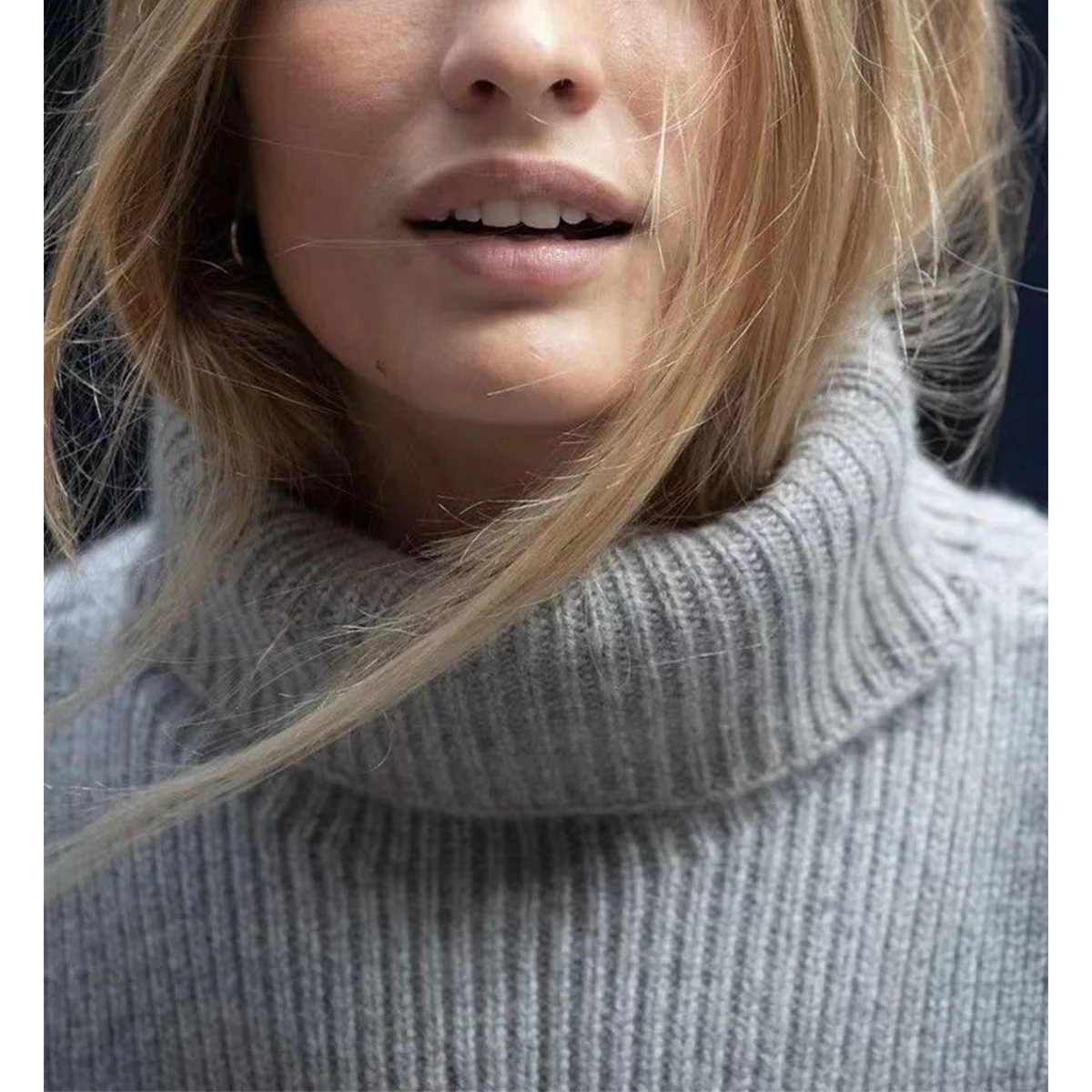 Wool scarf Women Cashmere Blend Wool Turtleneck Neck Warmer Collar Small Wraps Thick Ribs Knitted Accessories Cape Cowl