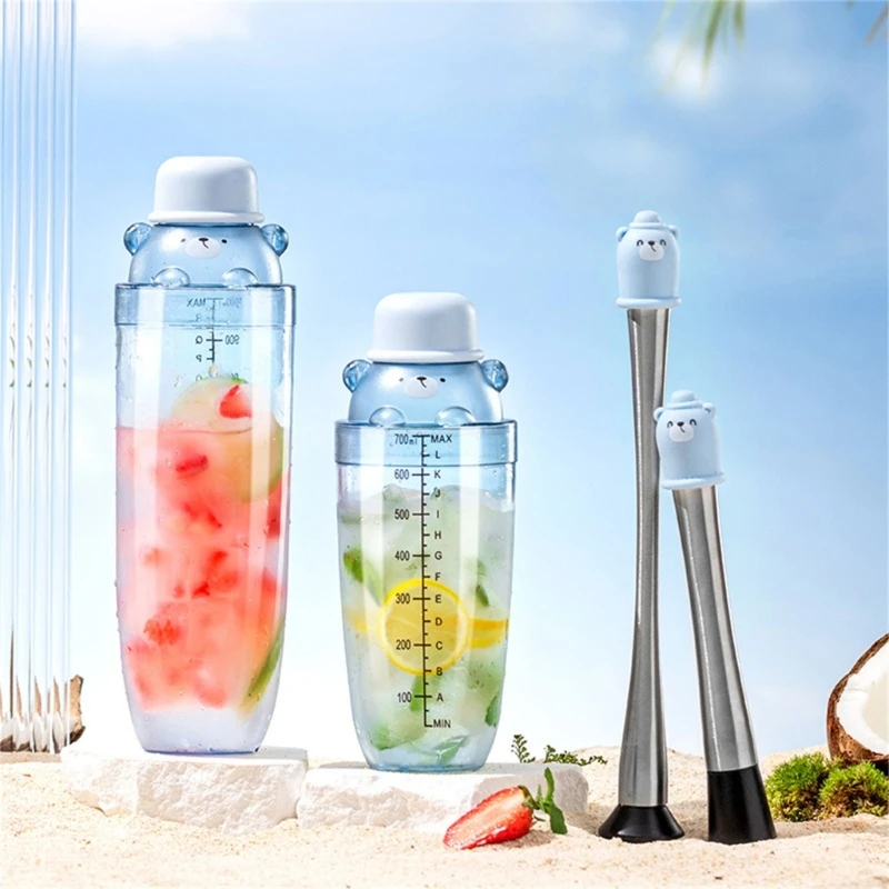 Creativity Clear Plastic Wine Cocktail Shaker Wine Shaker Cup Beverage Mixers Drink Mixers Muddler Bar Tool