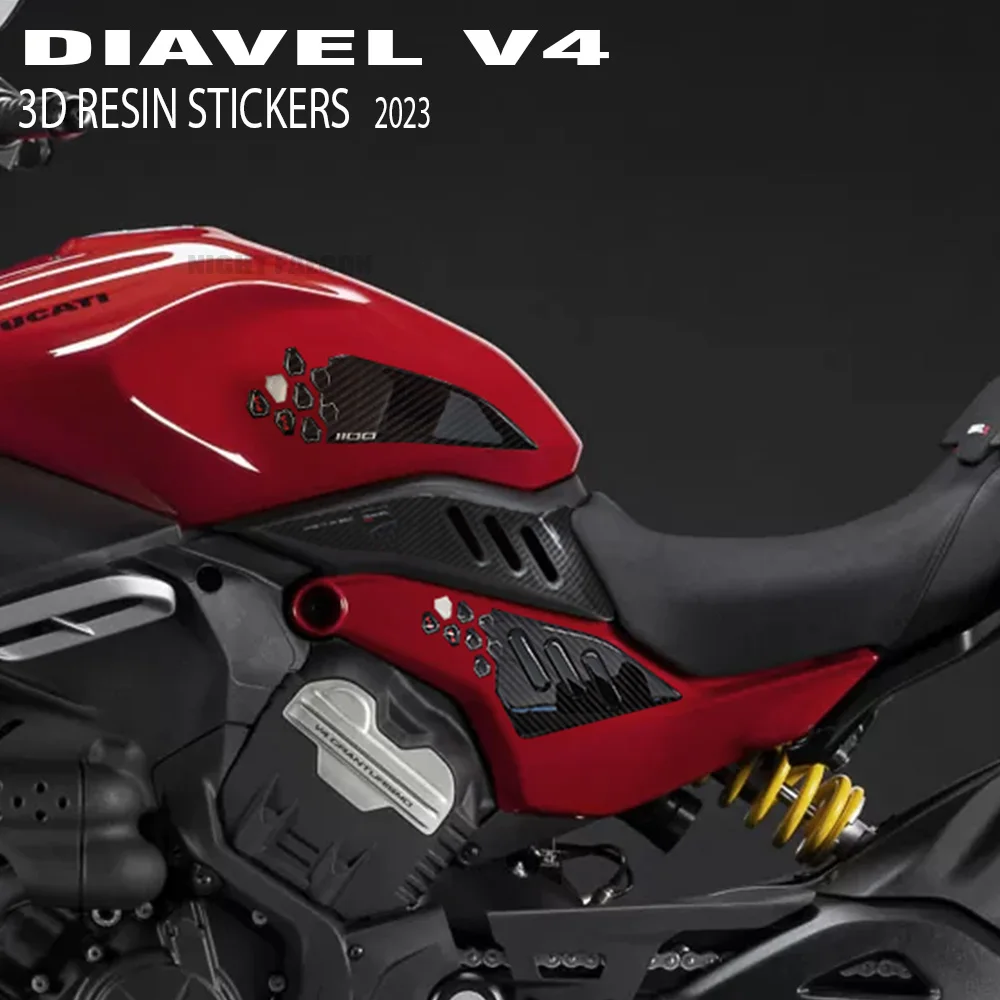 Nuovo Diavel V4 Tank Pad Accessori Moto Protector Kit Adesivo In Resina Epossidica 3D Per Ducati Diavel V4 2023-