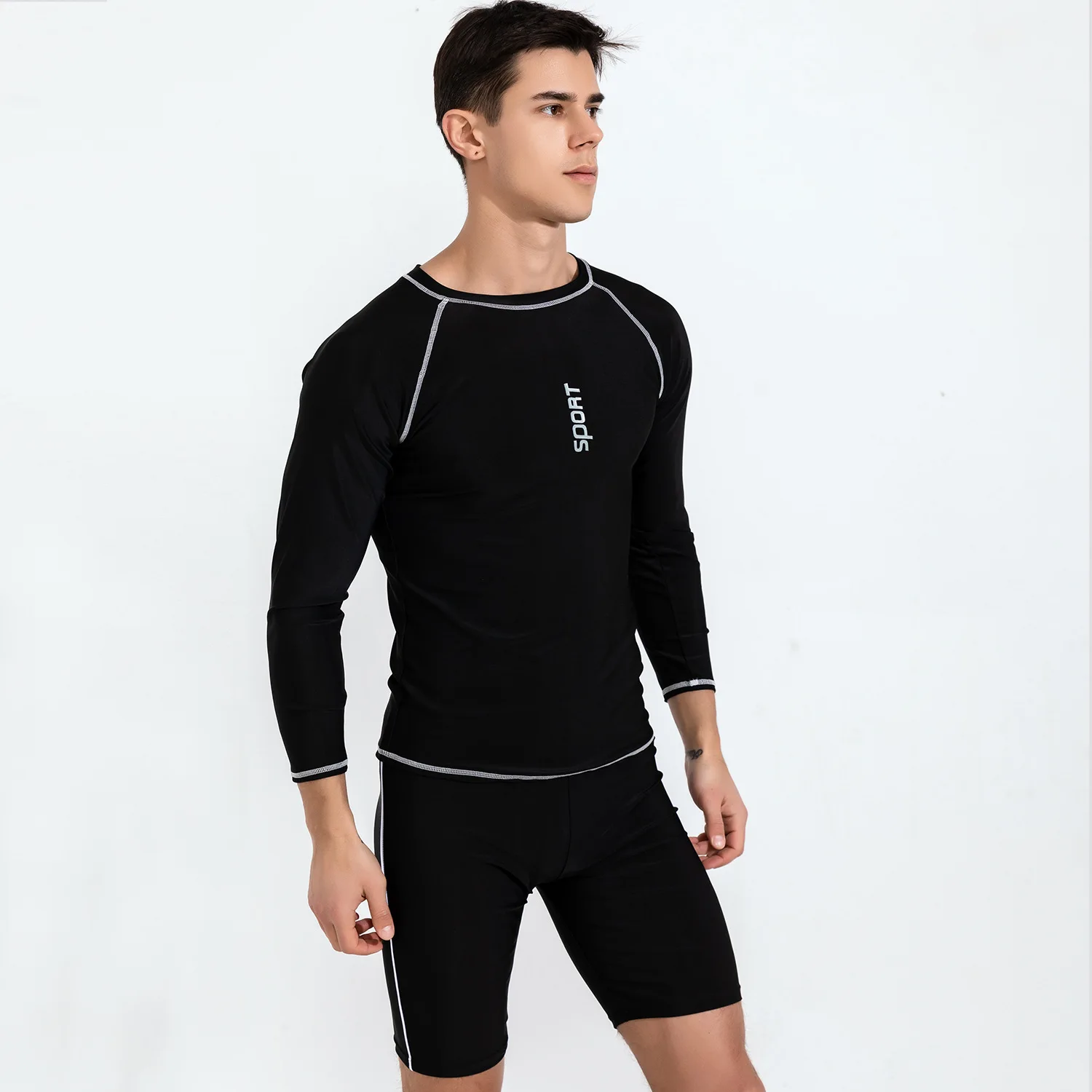 Rash Guard Bathing Suit Man Surf Men's Swimwear Long Sleeve Two Piece Swimsuit Swimming Shorts Sports Beach Monokini Boy