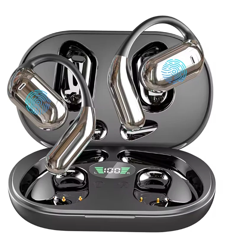 Close front view of AI translation earbuds