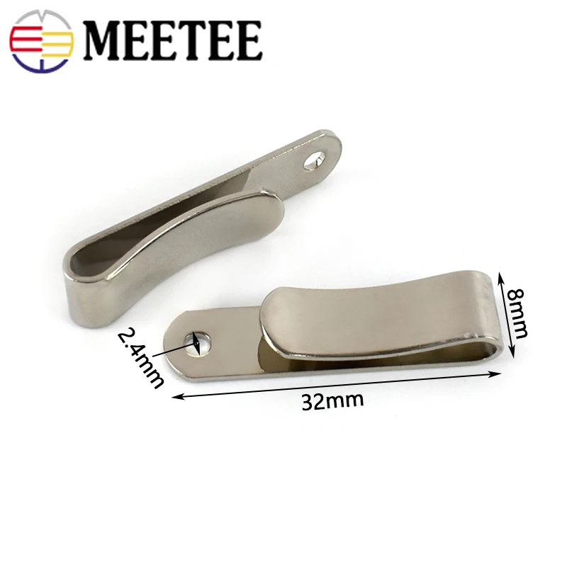Meetee 10/20/30Pcs Metal Belt Clip With Hole 32x8mm Holster Sheath Hook  Buckle Bag Leather Purse Clips DIY Hardware Accessories