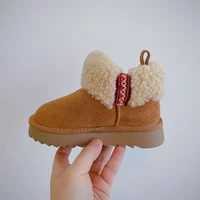 Kid's Classic Fur Snow Boots Children Genuine Suede Leather Shorts Boot Shoes Girl Mini Fashion Chestnut Keep Warm Cotton Boots 3