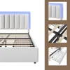 Bed Frame, Upholstered Platform Bed with Faux Leather Headboard and LED Lights and Storage Drawers, Strong Wooden Slats Support 5