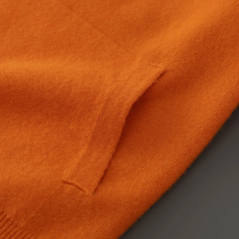 New Men's 100%Merino Wool Double sided wearable Hooded Sweater Casual Autumn Winter Coat Long Sleeved Men's Wool Sweater Tops - 4