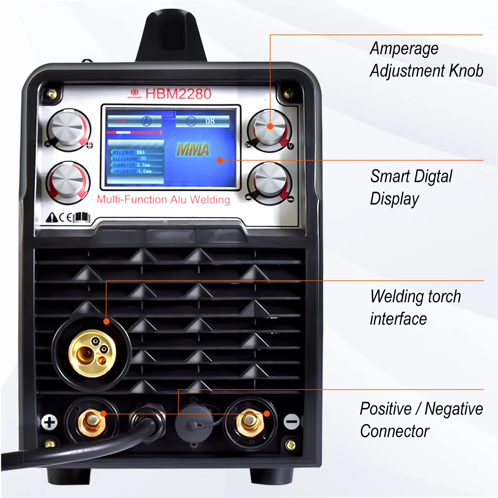 HZXVOGEN 200A 4 In 1 Aluminum Welding Machine Gasless Gas MIG/MMA&ARC/LIFT TIG Inverter Welder Synergy Tool HBM2280 110V 220V 4