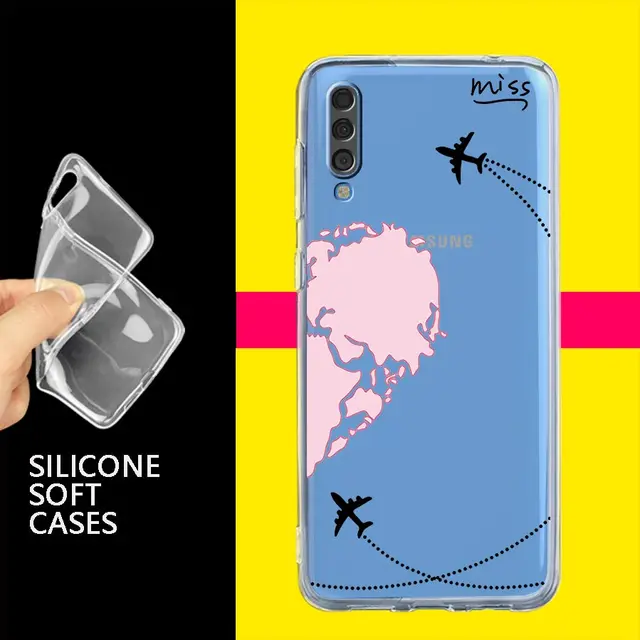 비행기 세계 지도 여행과 러브 하트 커플 커버가 인상적인 삼성 전화 케이스