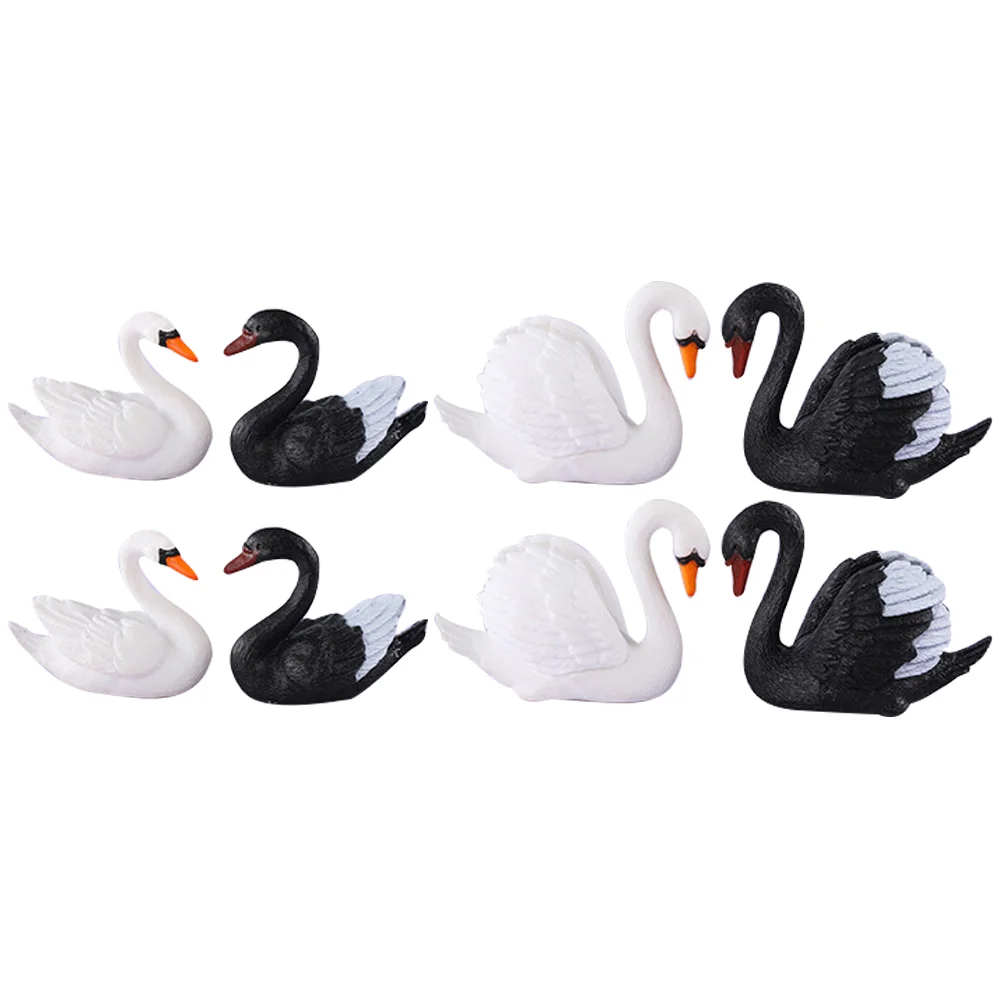 

8 Pcs Swan Micro Landscape Plastic Ornaments Wildlife Figurines Miniature Crafts Animals Figure Decoration Pvc House Decors