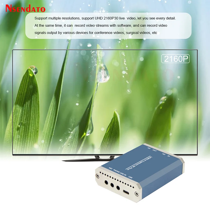 4K UHD HDMI USB3.0 Video Board Capture Card Box Grabber Recorder Dongle With Mic loop For Camera Live Streaming PC TV PS4