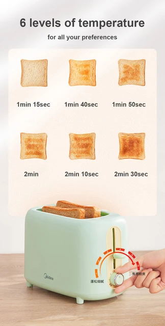 Midea Toast Machine Sandwich Bread Machine Automatic Home Stainless Steel  Toaster Smart Power-off 6-speed Breakfast Machine