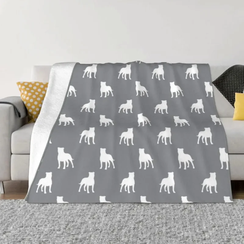 

Staffordshire Bull Terrier Silhouette(s) Throw Blanket Bed covers Soft Bed Blankets