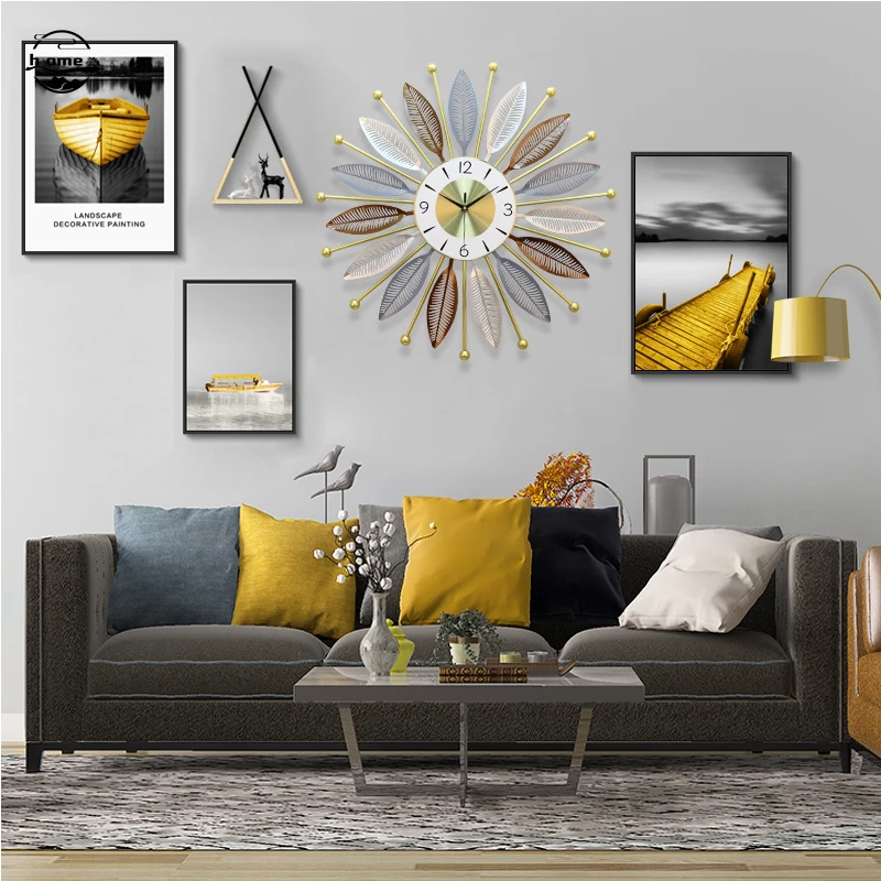 Metal Clock Round Light Luxury Nordic 3d Wall Clock 3 Metal Clock Round Light Luxury Nordic 3d Wall Clock 3