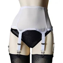 Elegant Black Mesh Garter Belt with Six Straps and Metal Clips - XXXL (WT000)