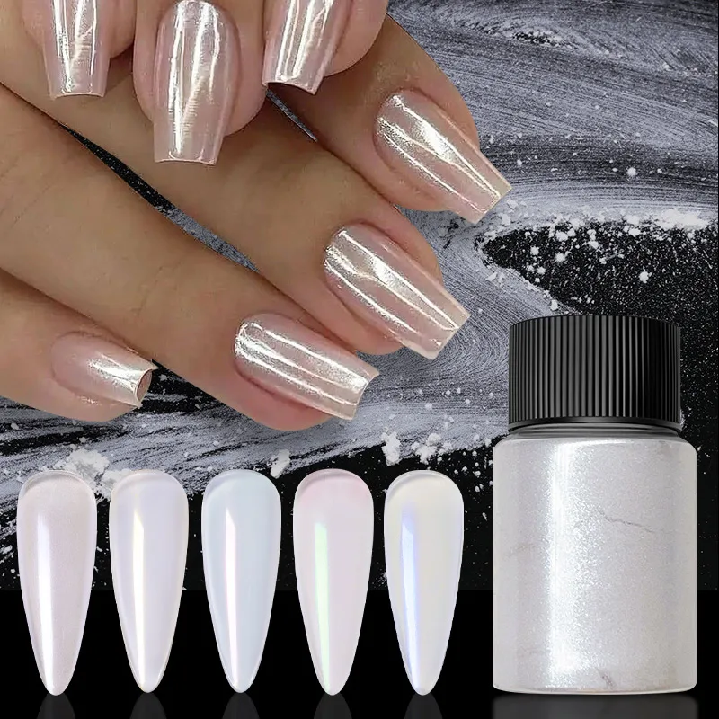 Nail Powder Nail Glitter Nail Decoration Cherry Chrome Pearl Gradient Mirror Effect Auroras Rubbing Dust Art 1box 20ml