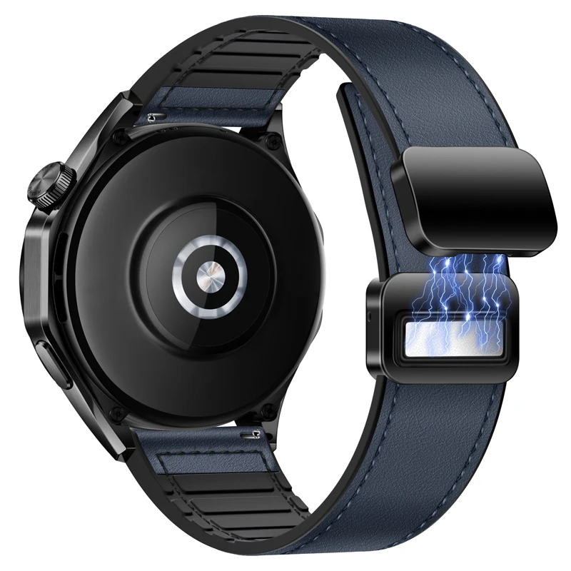Premium Hybrid Silicone-Leather Strap with Magnetic Buckle, 20mm/22mm
