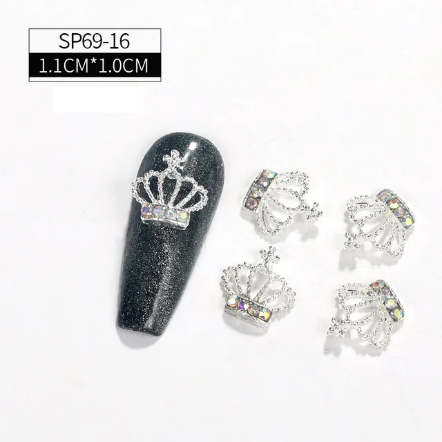 LEAMX 10 Pcs Nail Supplies 3D Charms Rhinestone Nail Art Decorations Pretty Girl Nails DIY Alloy Gemstone Nails Diamond Jewelry SP0069-16