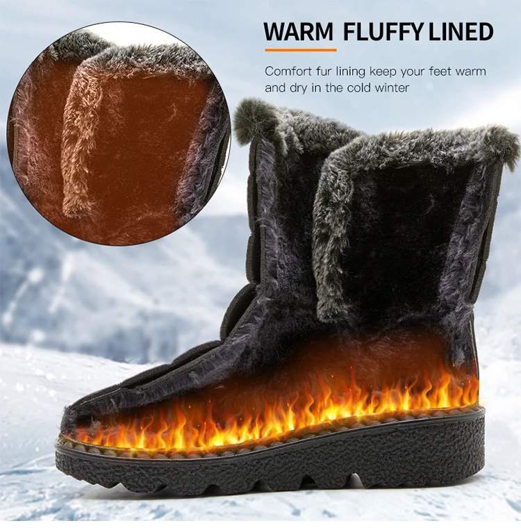 Women Winter Boots - Korean Style Mid Calf Snow Boots With Fur Lining & Waterproof Design