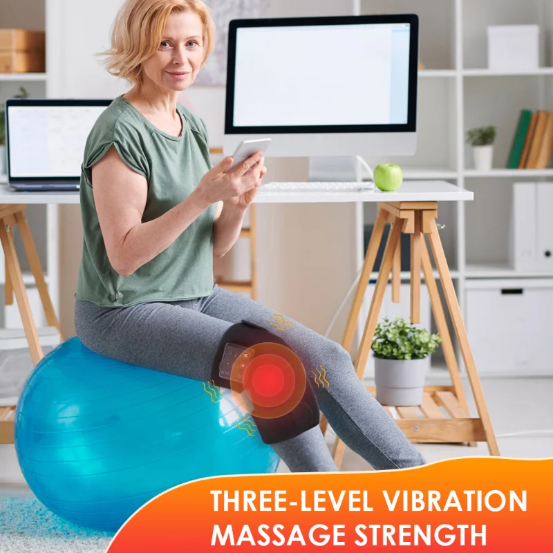 Black Infrared Electric Heating Knee Massager Joint Therapy Hot Compress Elbow Knee Pads Relax Vibration Massage Apparatus 4
