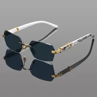 Vintage tranche polygone lunettes de soleil femmes mode sans cadre dégradé nuances hommes à la mode marque de luxe Design lunettes de soleil UV400 2