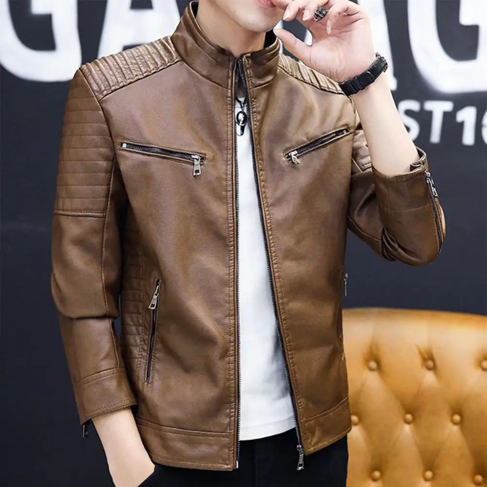 

Everyday Comfort Jacket Vintage Biker Coat for Men Durable Warm Jacket for Outdoor Daily Wear Men Jacket