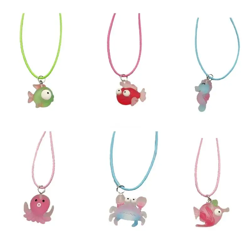 

Подвеска в виде рыбы-клоуна с геометрическим узором, универсальная цепочка на ключицу, ожерелье с восковой линией для девочек,
