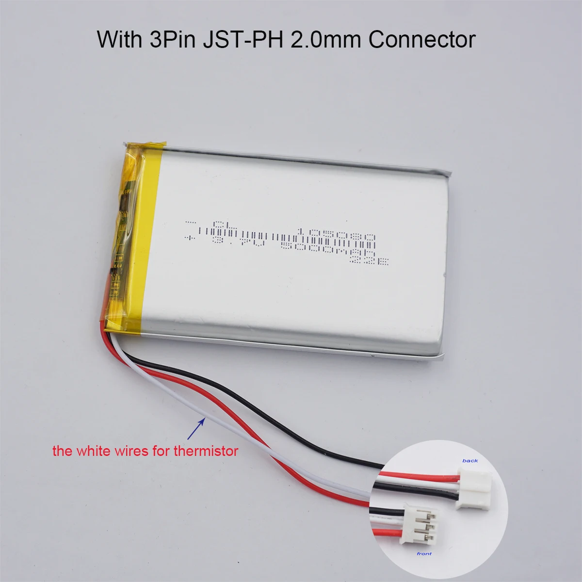 3.7V 5000mAh 706090 Batteria Lipo Batteria Ricaricabile Agli Ioni Di Litio Con Connettore JST - Foto 7