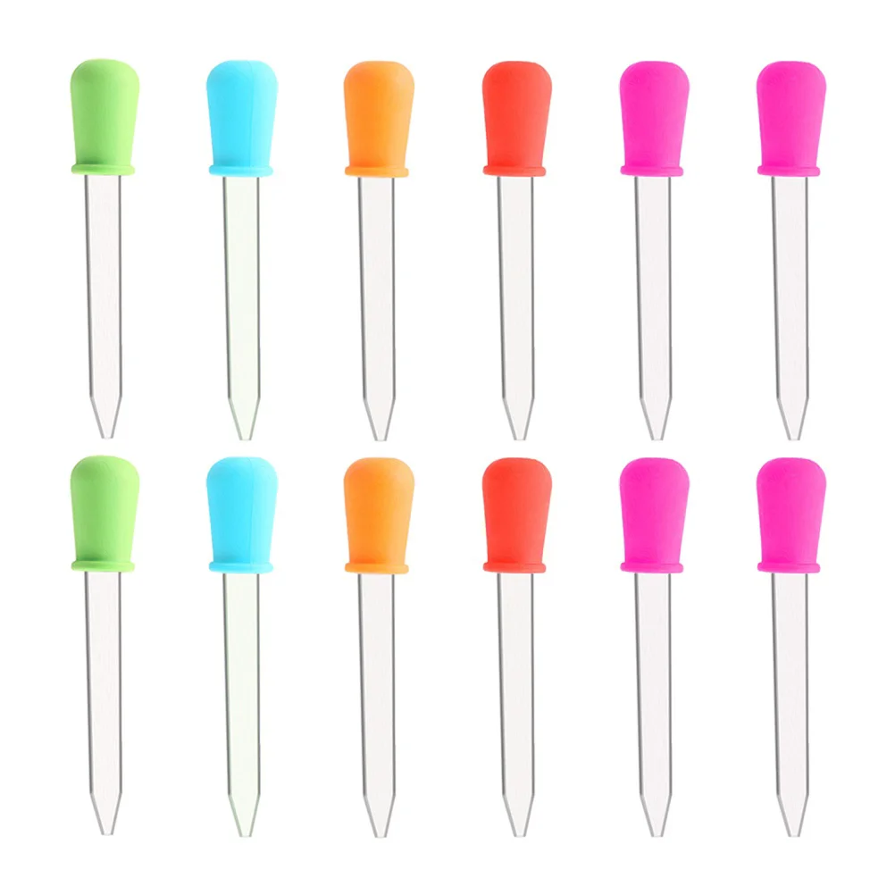 

12pcs Silicone Droppers 5ml Clear Eye Dropper Pipettes with Bulb Tip for Kids Candy Mold Gummy Making Oil Industrial Crafts