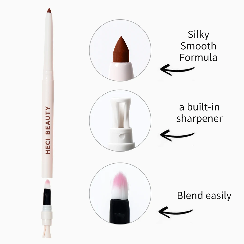 Slim Lip Pencil With Brush Long-Lasting Plumping Y2k Matte Lip Makeup Cosmetic High Pigment Silky Natural Nude Brown Lip Liner P 5
