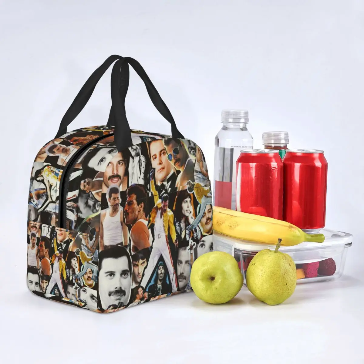 Freddie Mercury Collage Portable Lunch Box for Women Cooler Thermal Food Insulated Queen Rock Lunch Bag School Children Student