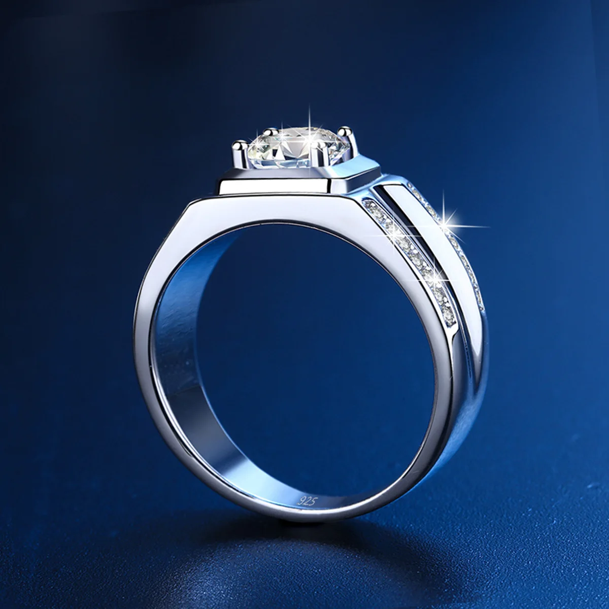 Szjinao 2025 Trend 1 Carat Moissanite Engagement Mens Rings With Certificate Solid Sterling Silver 925 Luxury Jewelry Dropship D 3