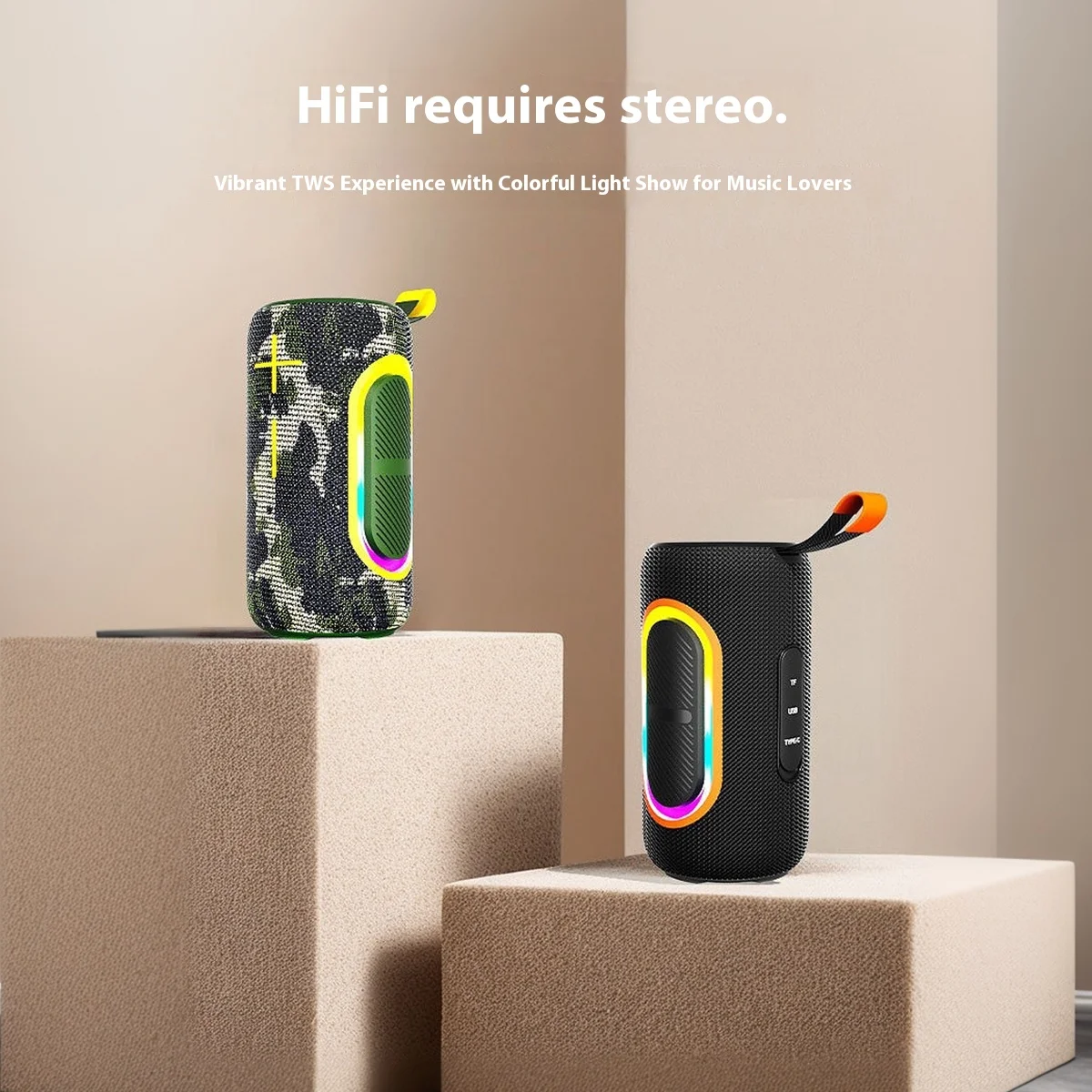 Powerful Portable Bluetooth Speaker With Stereo Bass Subwoofer_voghion.com