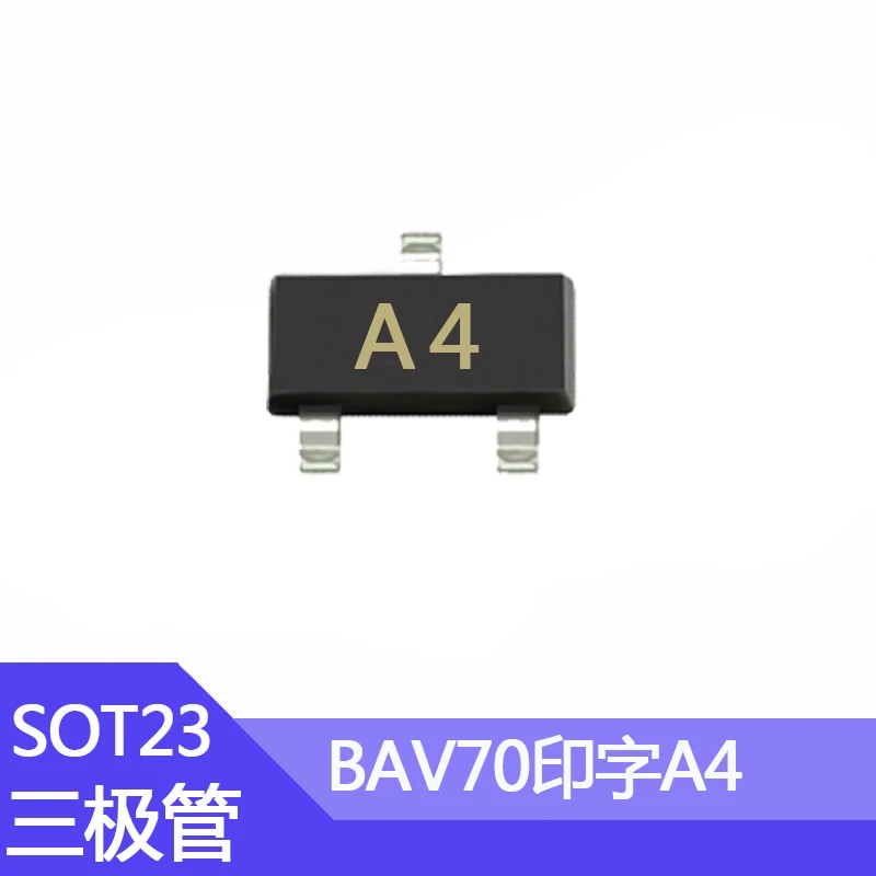 

100pcs Smd Transistor Bav70 Package Sot-23 Silk Screen A4 0.2a/70v Power Tube