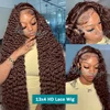 Rosabeauty Chocolate Brown Curly Wigs 13X6 HD Human Hair Lace Frontal Wig 30 32 Inch 13x4 Deep Wave #2 Colored Wig For Women 2