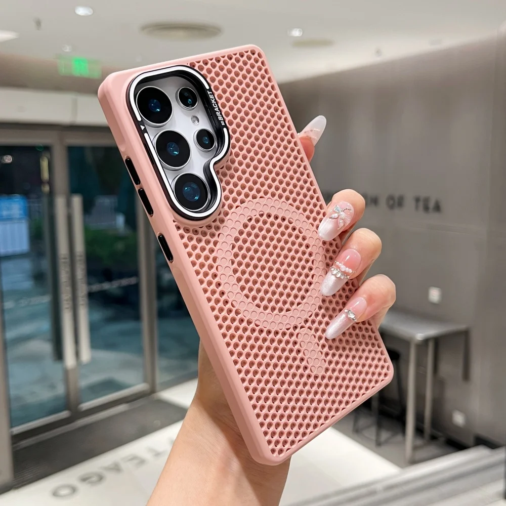 MagSafe Magnetic Cooling Stand Holder Case with Heat Dissipation and Breathable Wireless Charging Back Cover