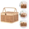 Portable Large Capacity Bamboo Woven Basket Egg Storage Holder Picnic Basket Vegetable Basket Lidded Bamboo Basket Home Storage 6