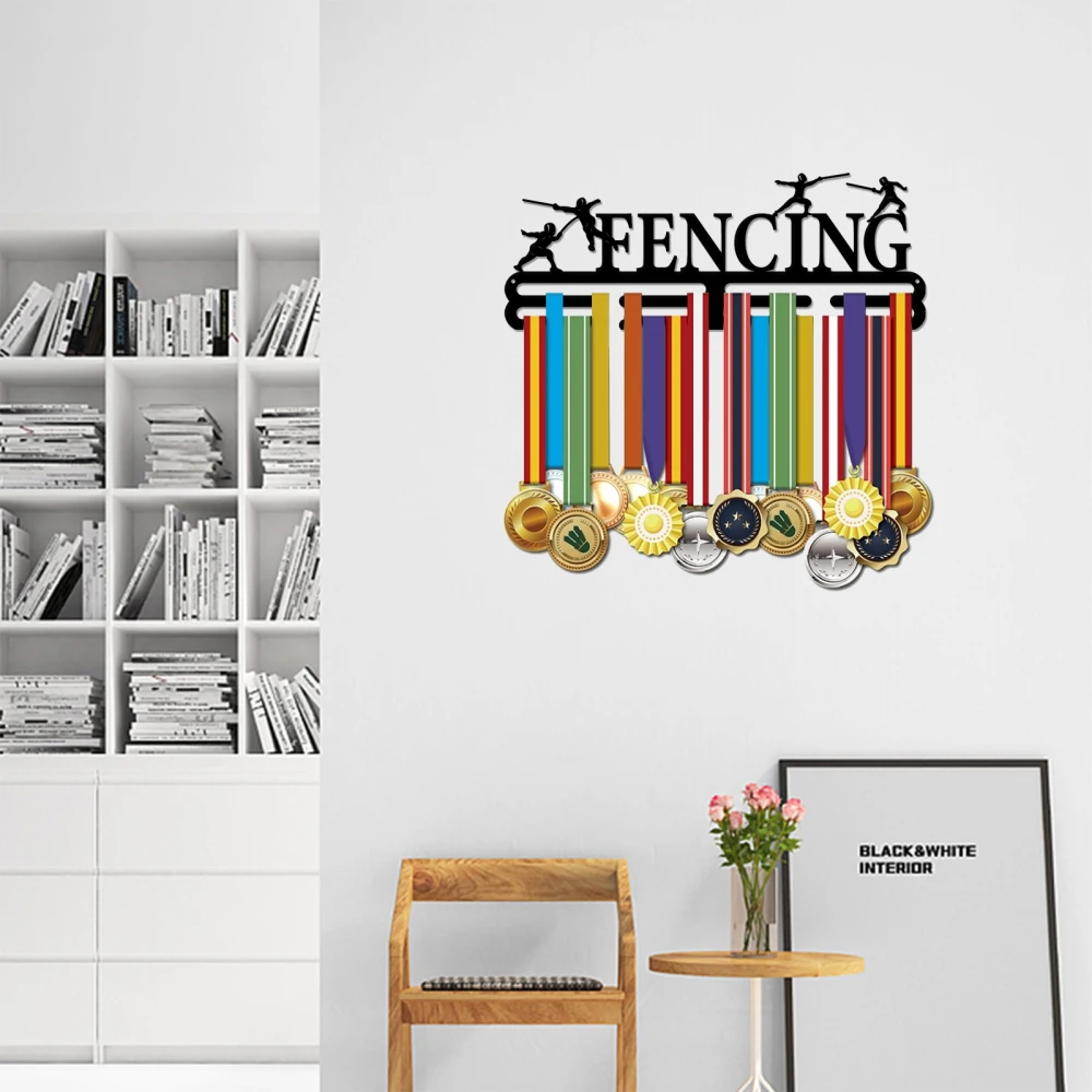 Fencing Medal Hanger Display Competition Medal Holder Iron Sports Medals Display Frame Iron Hook for Wall Hanging Athlete Gift