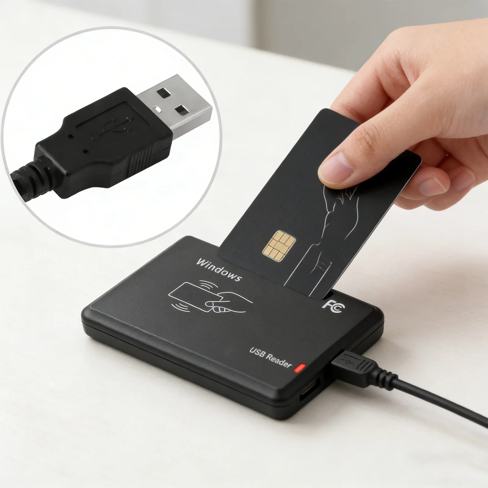 125kHz 13.56MHz 스마트 RFID 카드 발급기 USB 드라이버리스 비접촉식 ID 카드 판독기 (부동산/사무실/매장용)