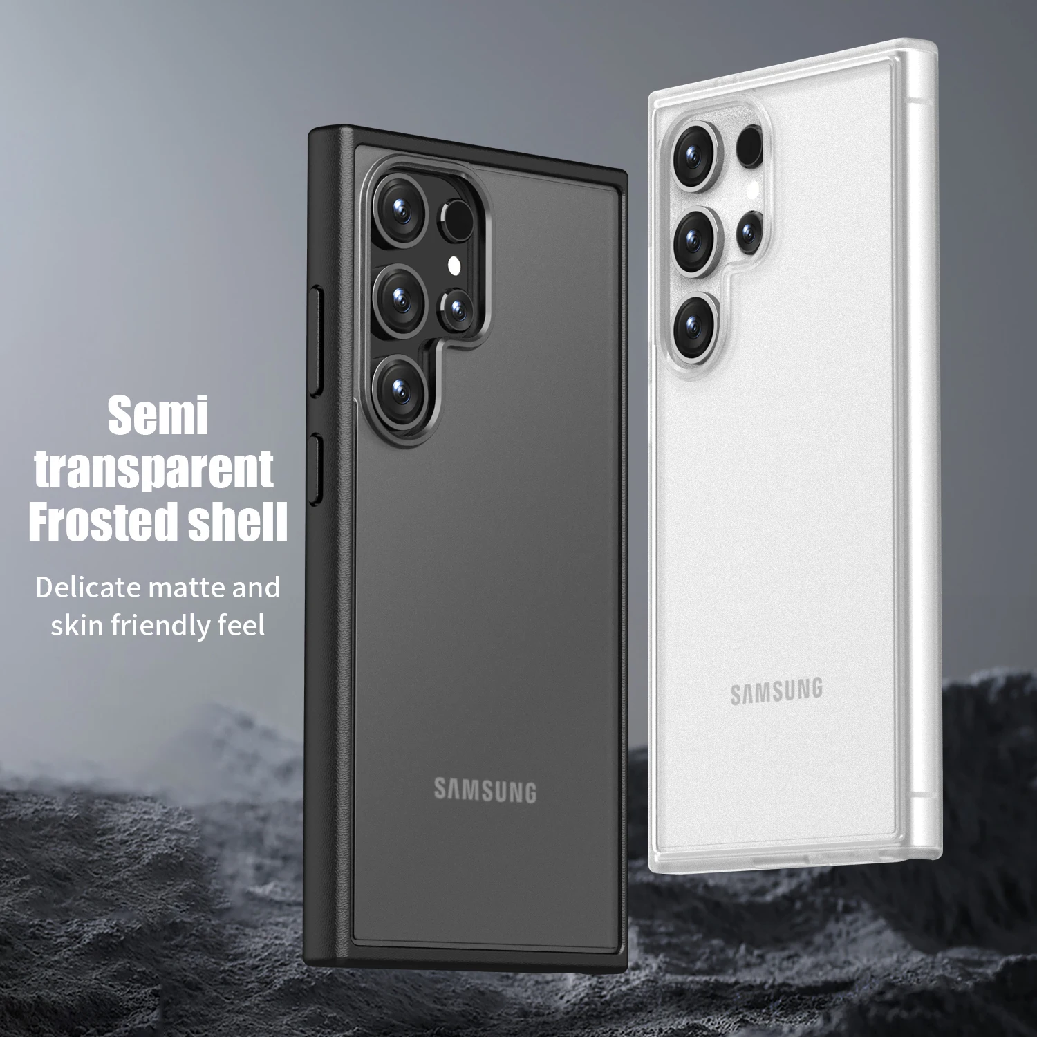 Matte Clear Shockproof Phone Case with Soft Silicone Frame Cover
