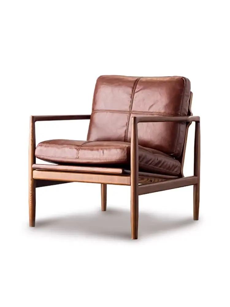 Bedroom Furniture Single Sofa Chair Nordic Lounge Chair Modern Living Room Solid Wood Study Retro Bedroom