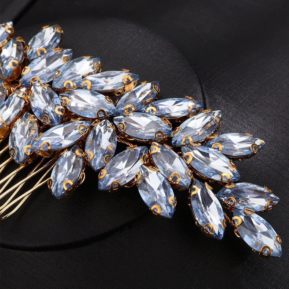 Sa0cc545ac2d5420ea14f3b1d2968b9efV Fashion Rhinestone Hair Comb for Bridal Headpiece 9 Color Wedding Hair Accessories Women Handmade Tiara Headdress Party Headwear Mallzona