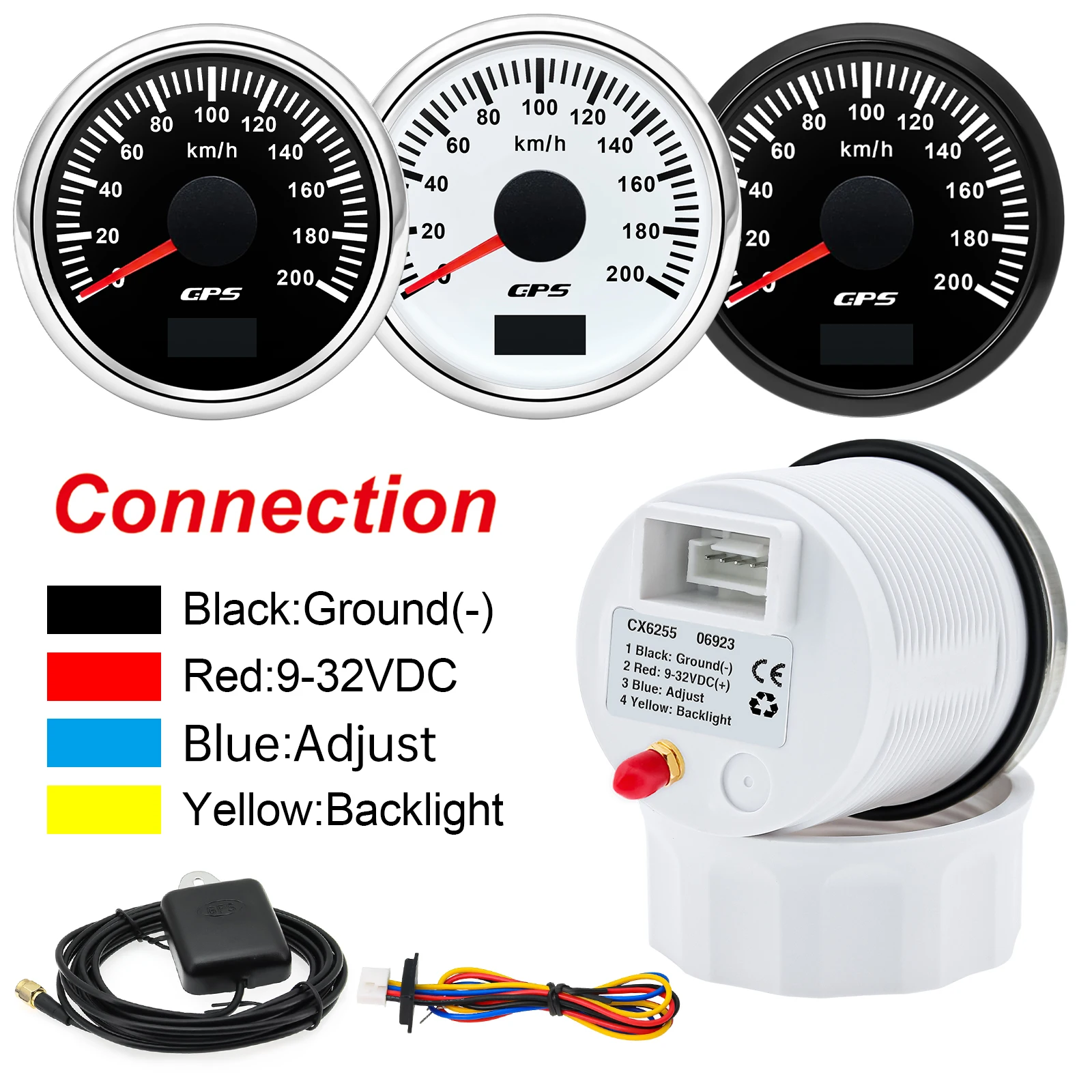 52MM Digital GPS Speedometer Gauge+Antenna Odometer 7 Color Backlight Universal for 12V 24V Car Boat Marine Motorcycle Yacht