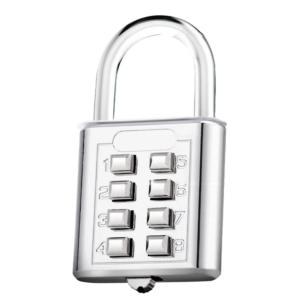 

1 X 8-Digit Password Combination Padlock Zinc Alloy Suitcase Smart Password Lock 6*3.5cm Door Hardware Door Lock Black Silver