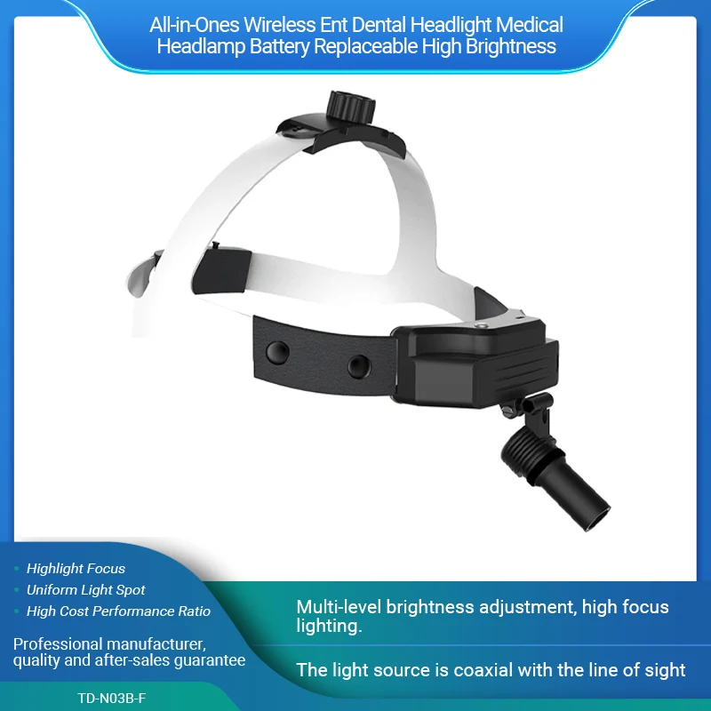 

All-in-Ones Wireless Ent Dental Headlight Medical Headlamp Battery Replaceable High Brightness Spot Size Adjustable TD-N03B-F