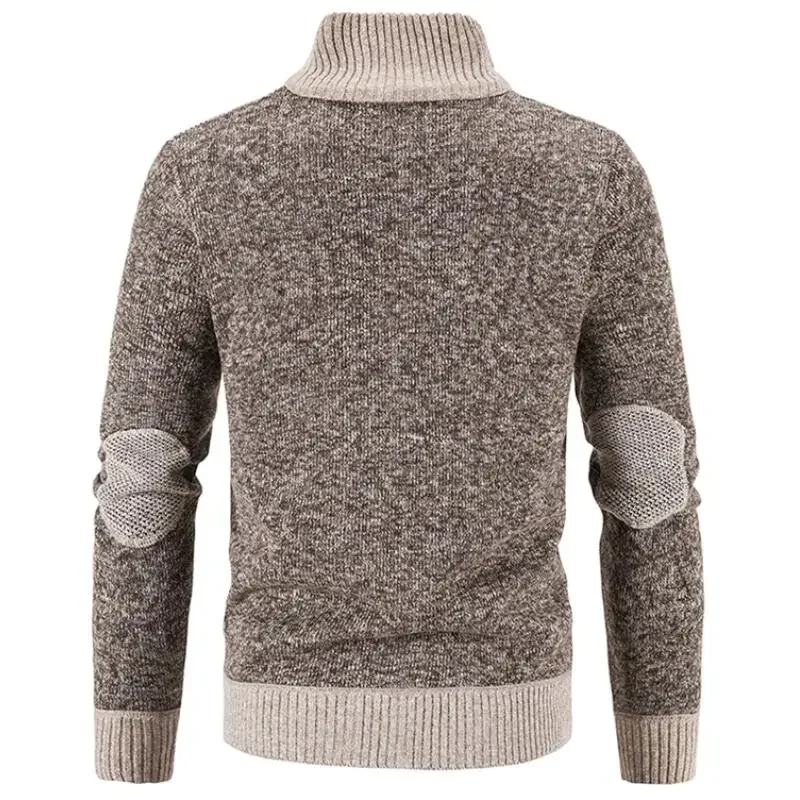 Men's Turtleneck Sweater Jacket New Autumn Winter Plush Coat Zipper Cardigan Sweaters Man Casual Knitwear Sweater Male Clothing