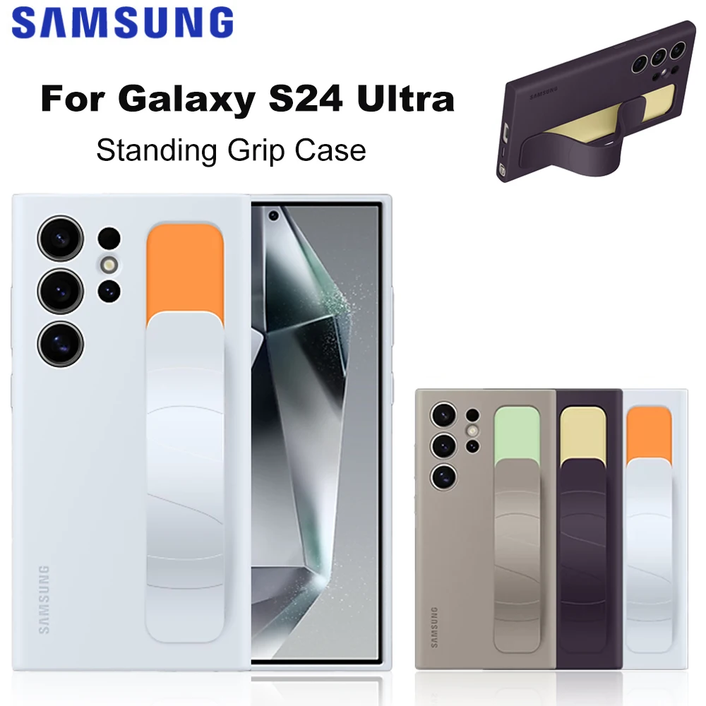 

Original For Samsung Galaxy S24 Ultra S24Ultra Standing Grip Case Soft Touch Shockproof Phone Case Cover EF-GS928CUEGUS