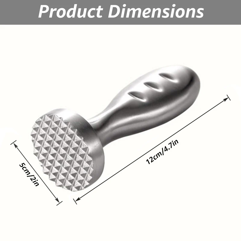 Meat Tenderizer Hammer with Great-Grip Handle, Stainless Steel Mallet Pounder for Tenderizing Chicken & Beef-Kitchen Tools